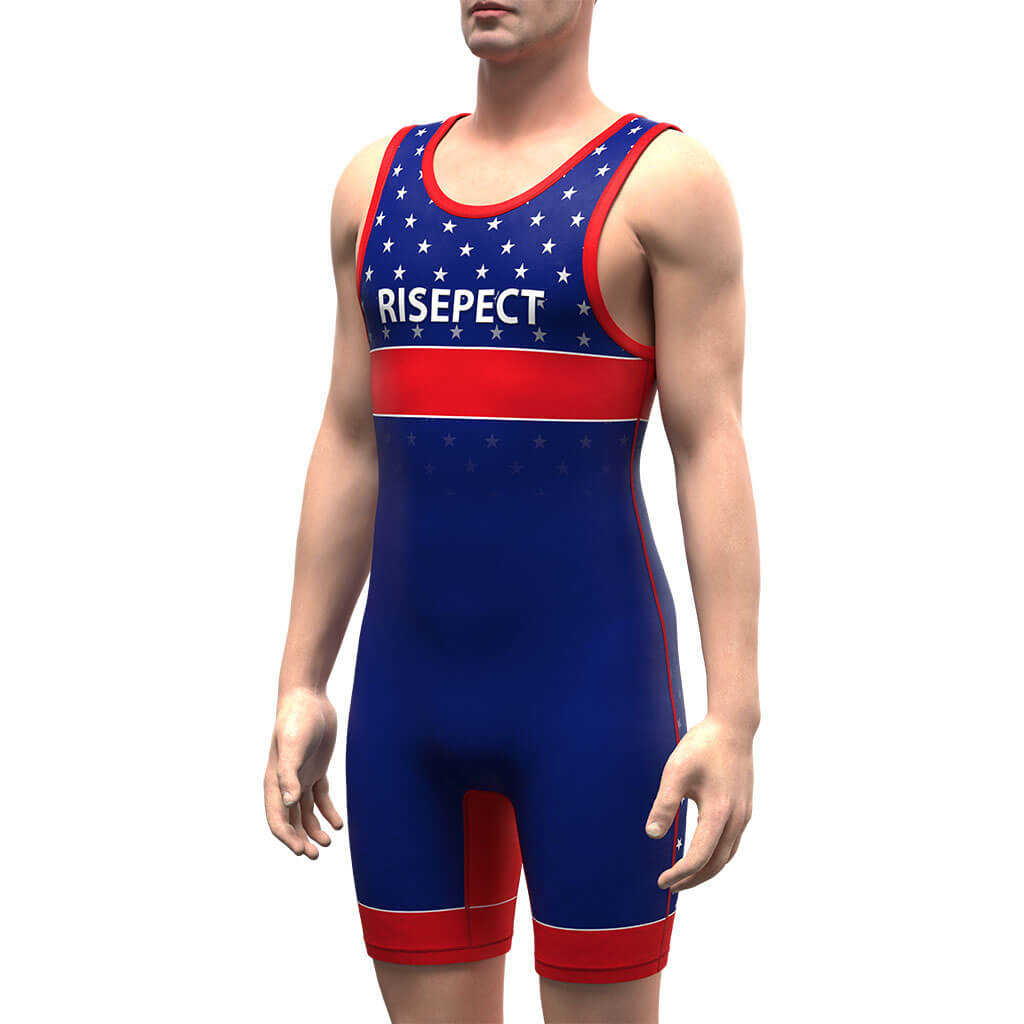 Blue Wrestling Singlet With White Stars 1.0