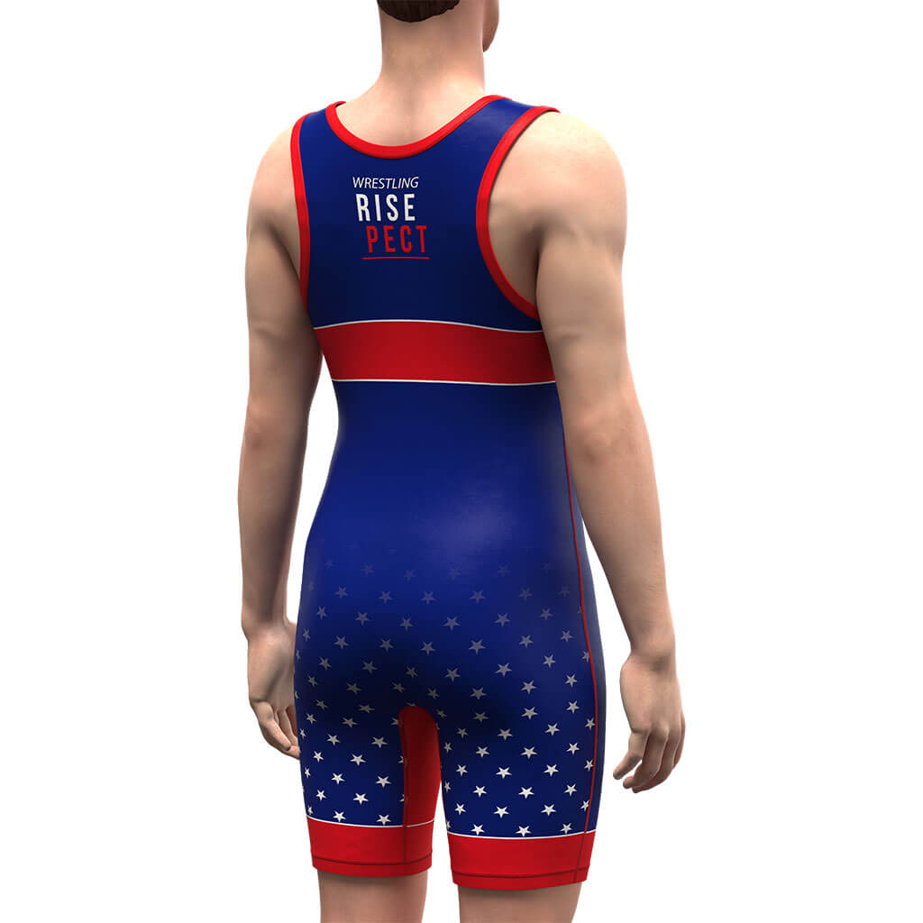 Blue Wrestling Singlet With White Stars 1.0