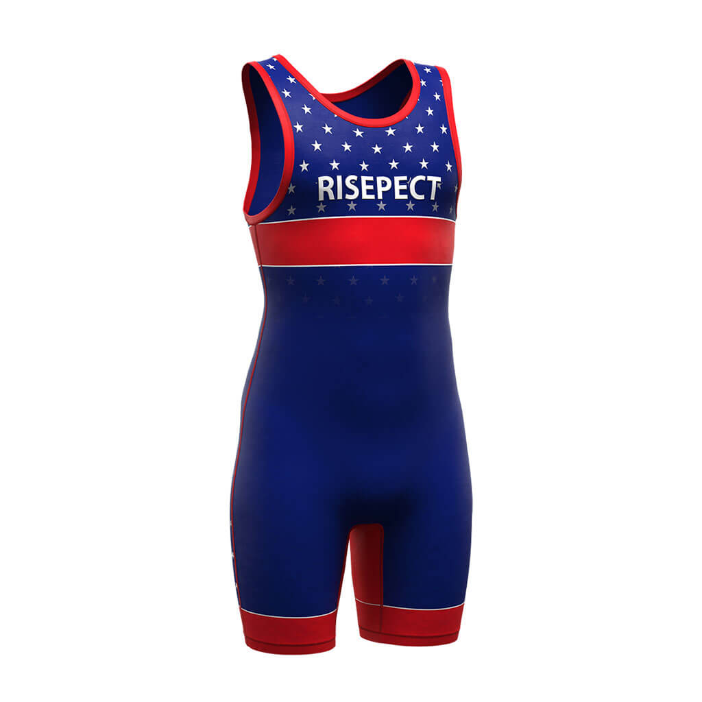 Blue Wrestling Singlet With White Stars 1.0
