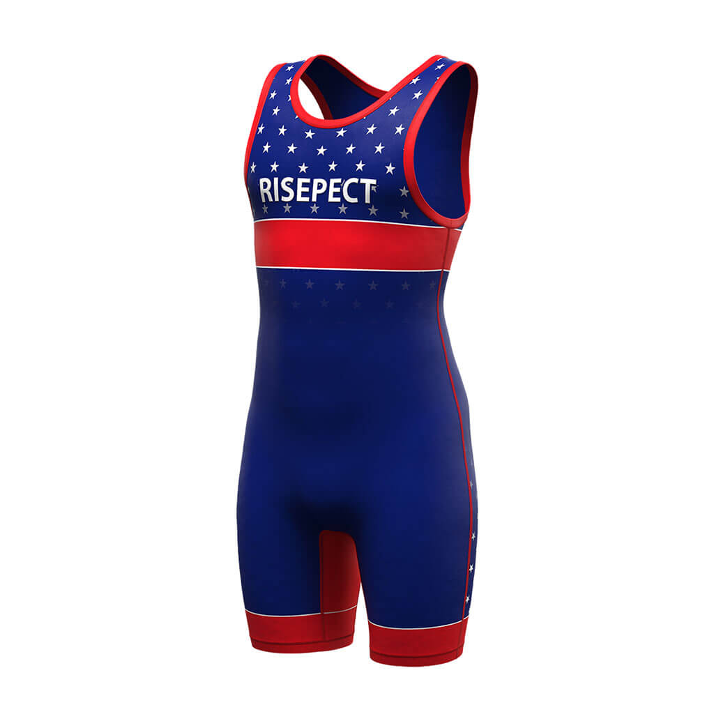 Blue Wrestling Singlet With White Stars 1.0