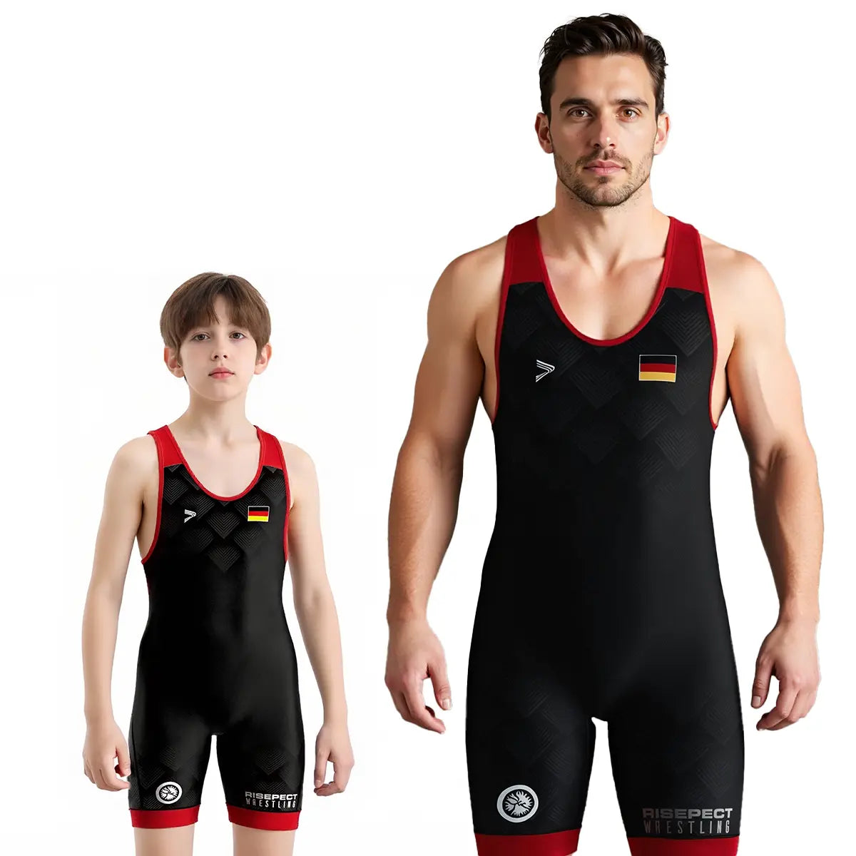 Boy and Men's Crimson Edge Vector German Elite Gradient Wrestling Singlet 3.0