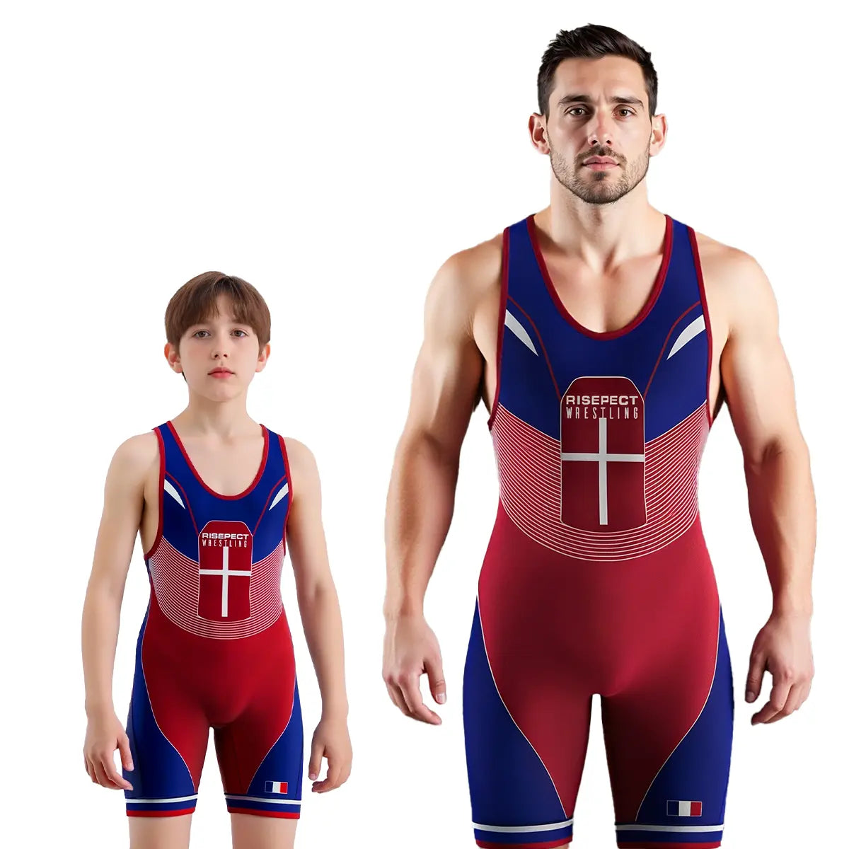 Boys and Men's France Inferno Jesus Wrestling Singlet 3.0 Limited Combat Edition