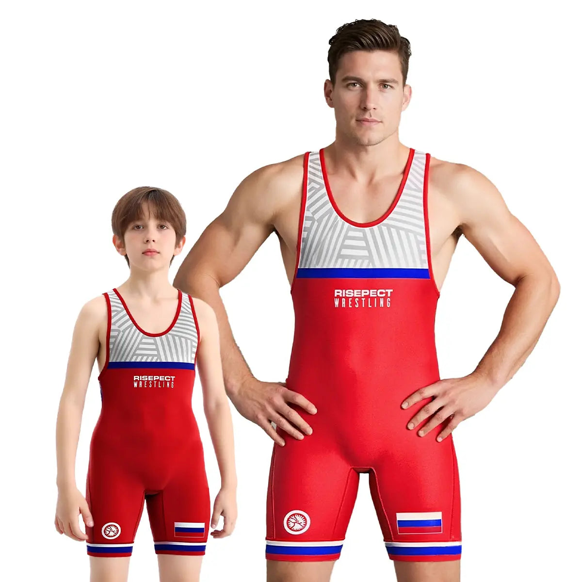 Boys and Men's Red Iron Fury Russian Classic Wrestling Singlet 3.0