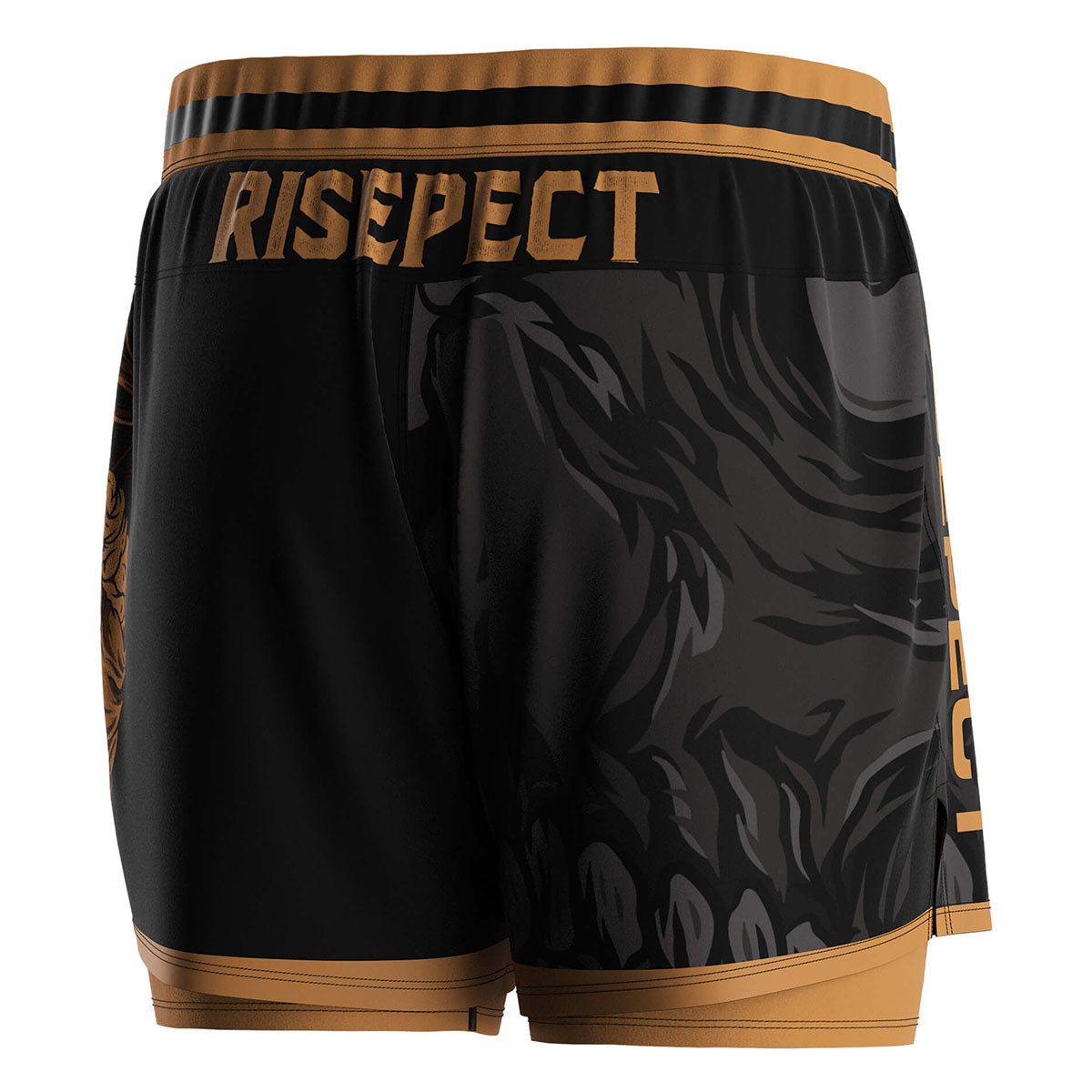Bright Brown 2 in 1 Skull Style BJJ MMA Shorts