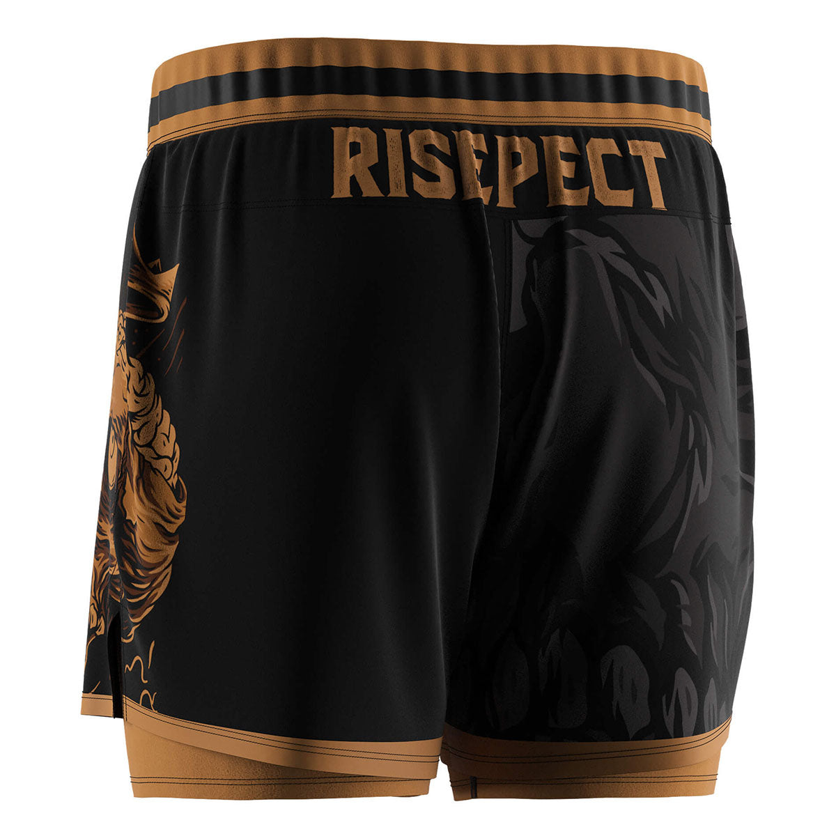 Bright Brown 2 in 1 Skull Style BJJ MMA Shorts