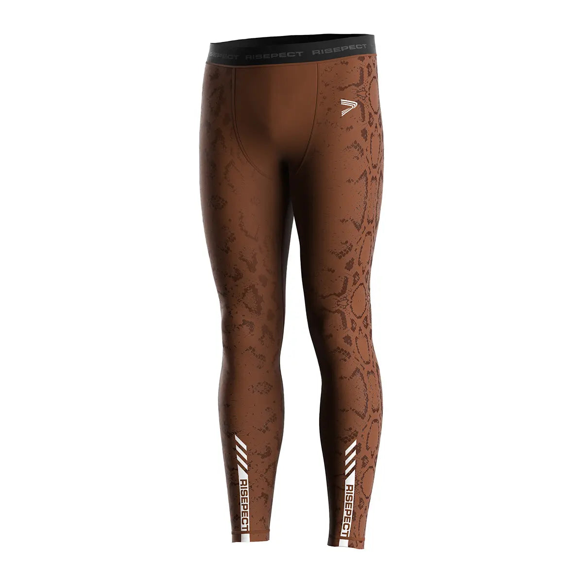 Brown Men's MMA Compression Spats Serpent Strike BJJ Pants Front View