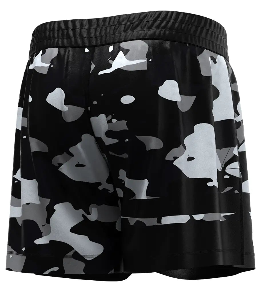 The Right Back View of Camo High Slit Stone Markings BJJ MMA Hybrid Shorts