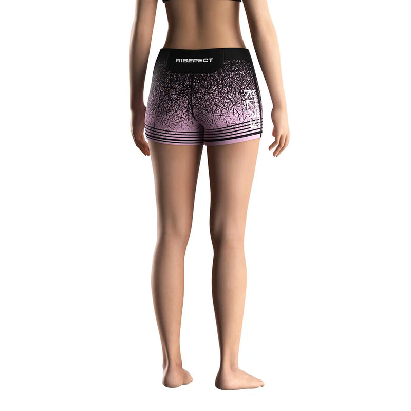 Female Model in Chaos Fade Women's Vale Tudo Shorts 2.0 Back View