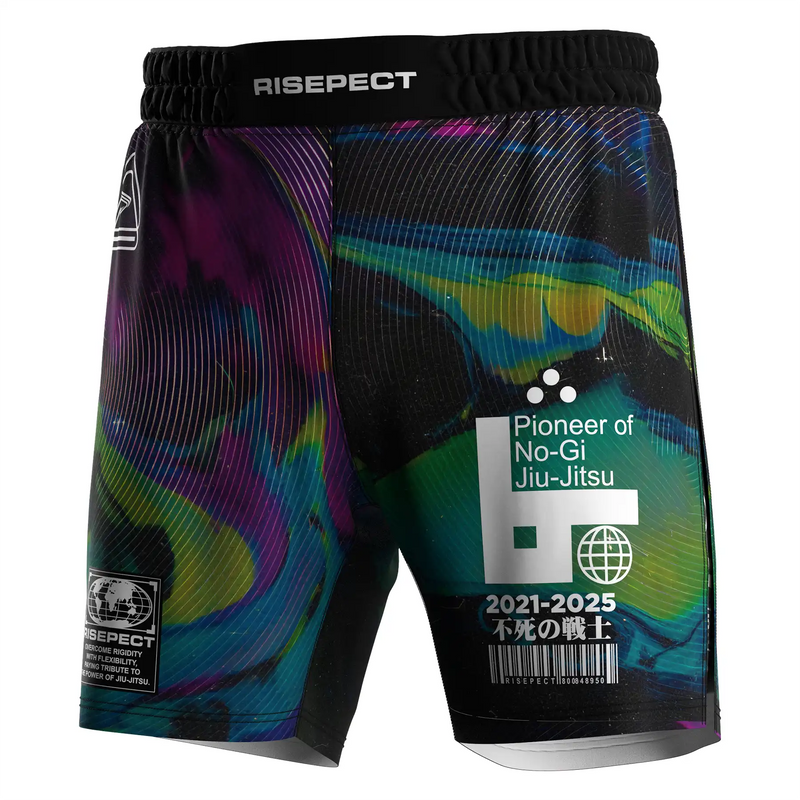Colorful High Slit MMA BJJ Fight Shorts W/ Gray Compression Lining