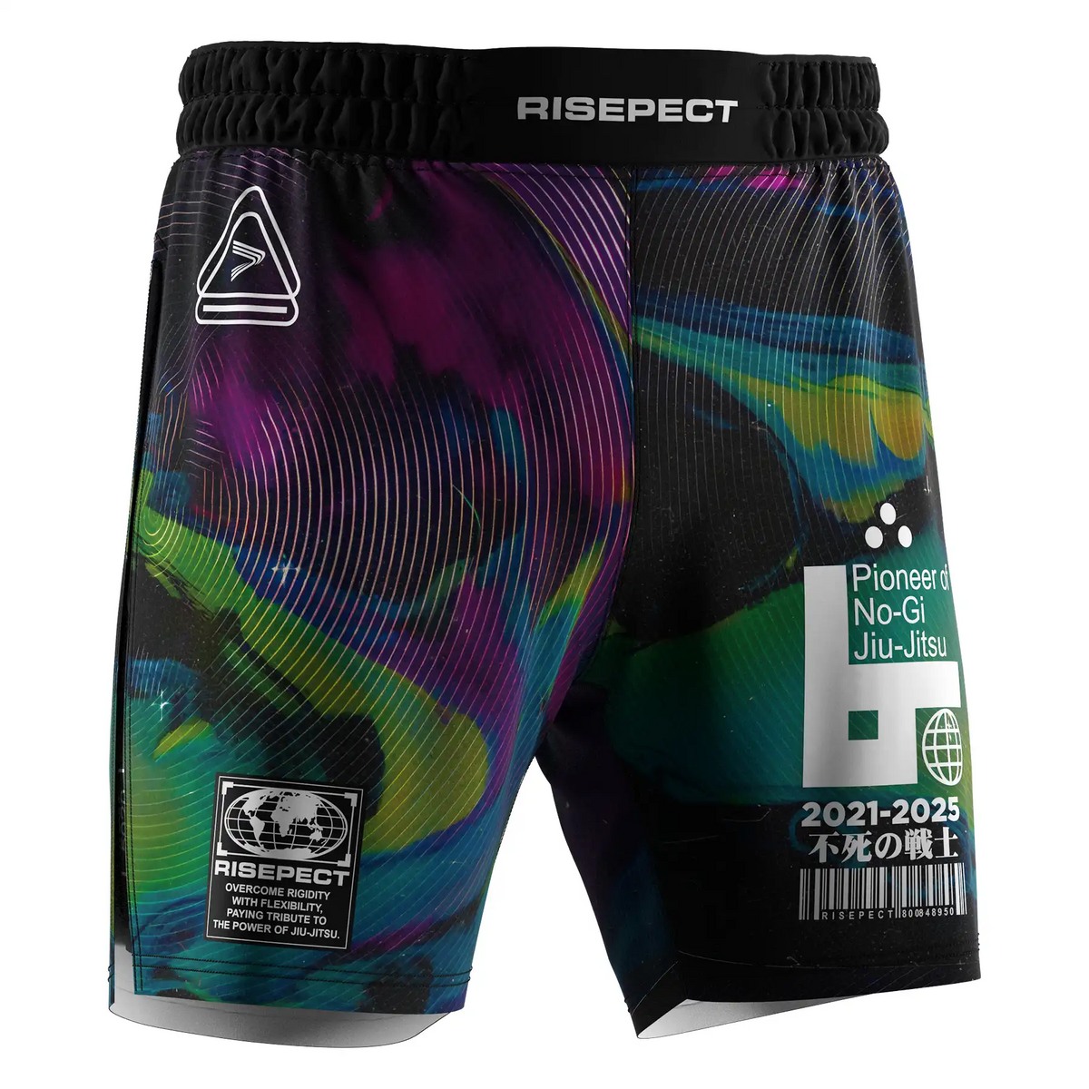 Colorful High Slit MMA BJJ Fight Shorts W/ Gray Compression Lining