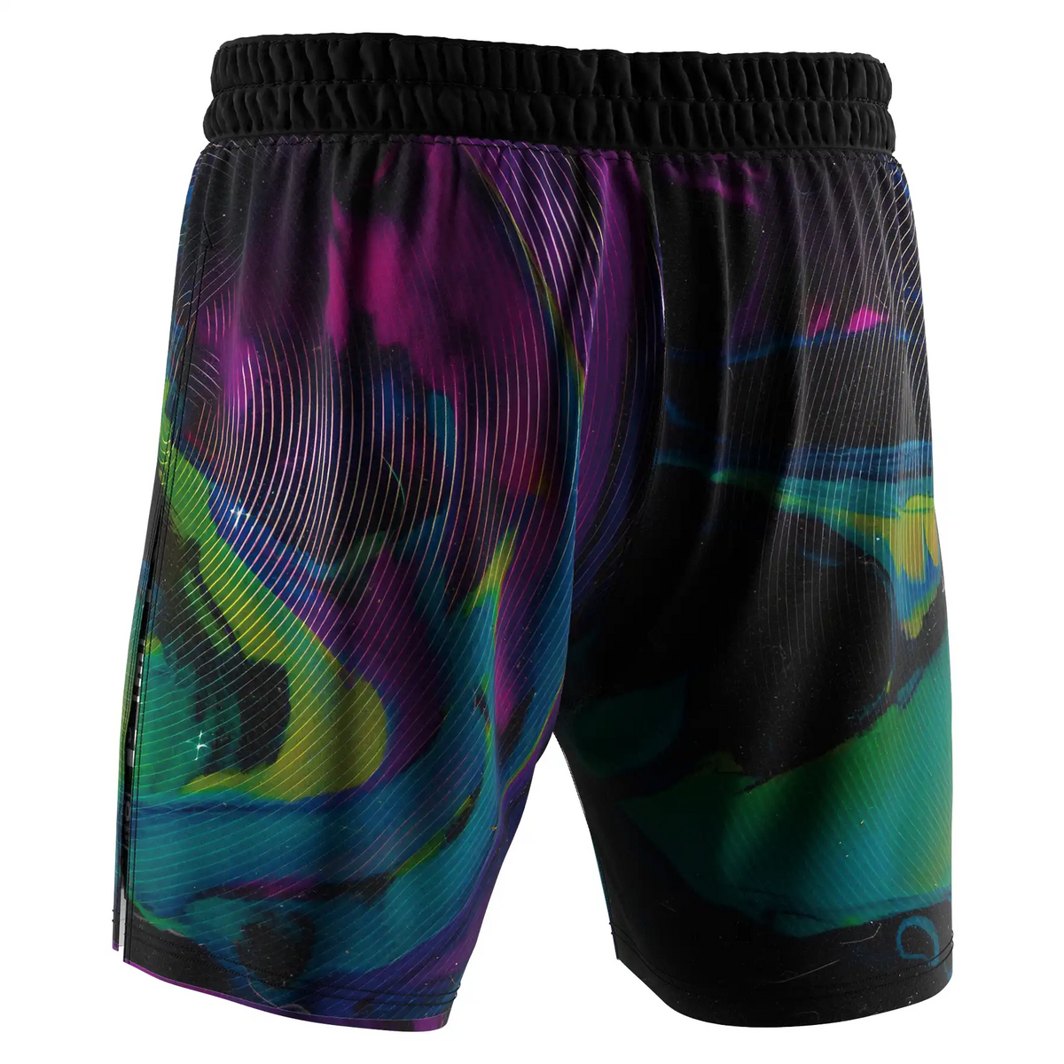Colorful High Slit MMA BJJ Fight Shorts W/ Gray Compression Lining