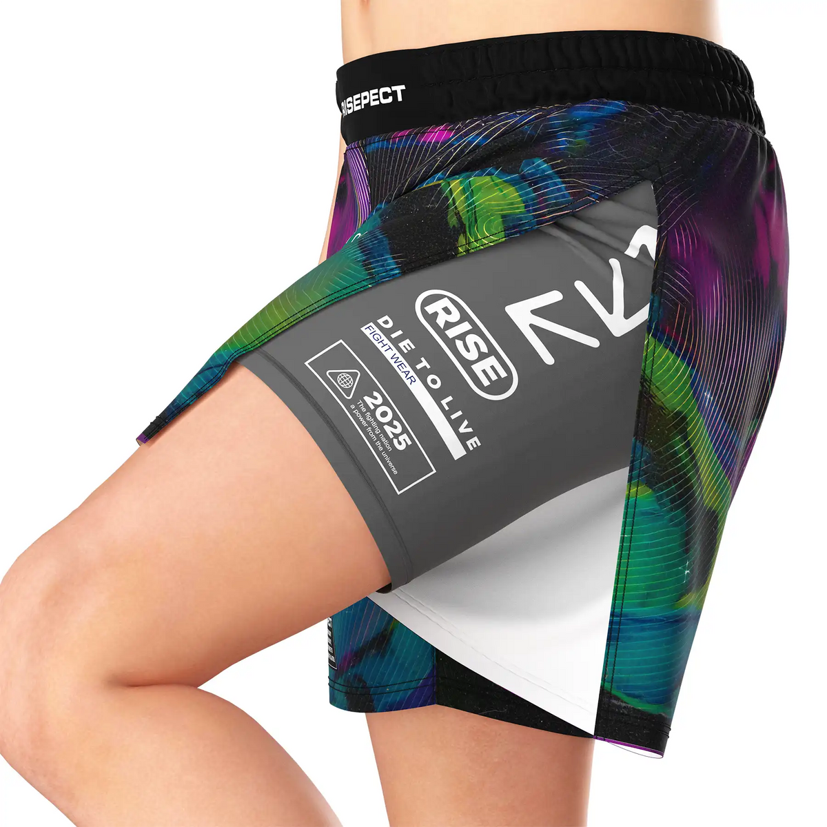 Colorful High Slit MMA BJJ Fight Shorts W/ Gray Compression Lining