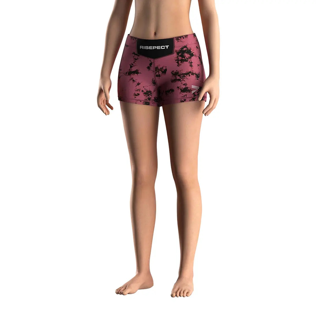 Female Model in Crimson Bloom Women's Vale Tudo Shorts 2.0 Front View