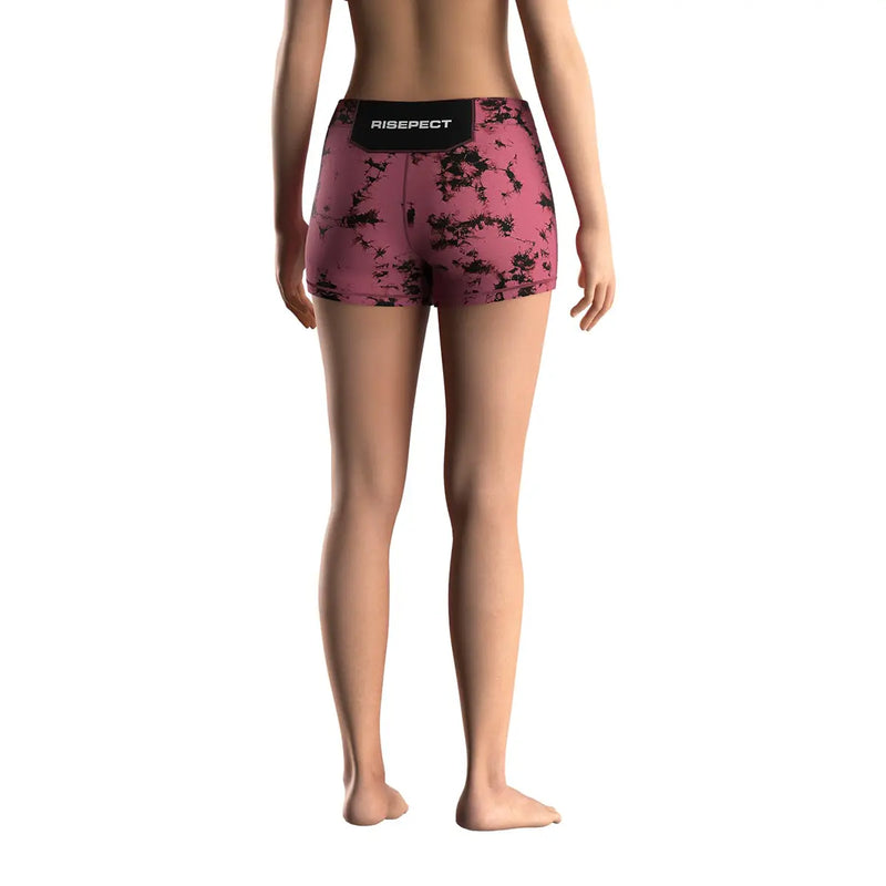 Female Model in Crimson Bloom Women's Vale Tudo Shorts 2.0 Back View