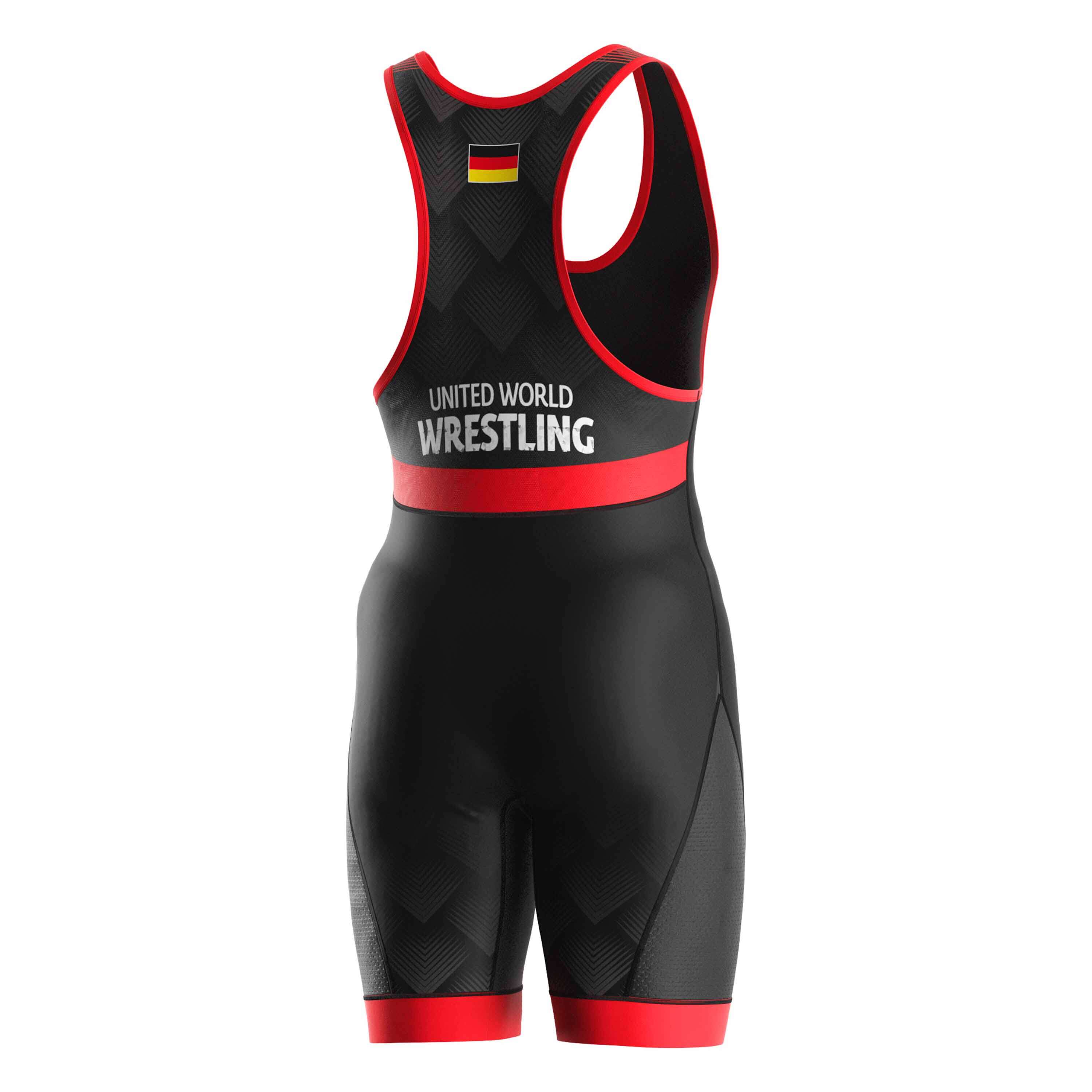 Crimson Edge Vector German Elite Gradient Wrestling Singlet 3.0