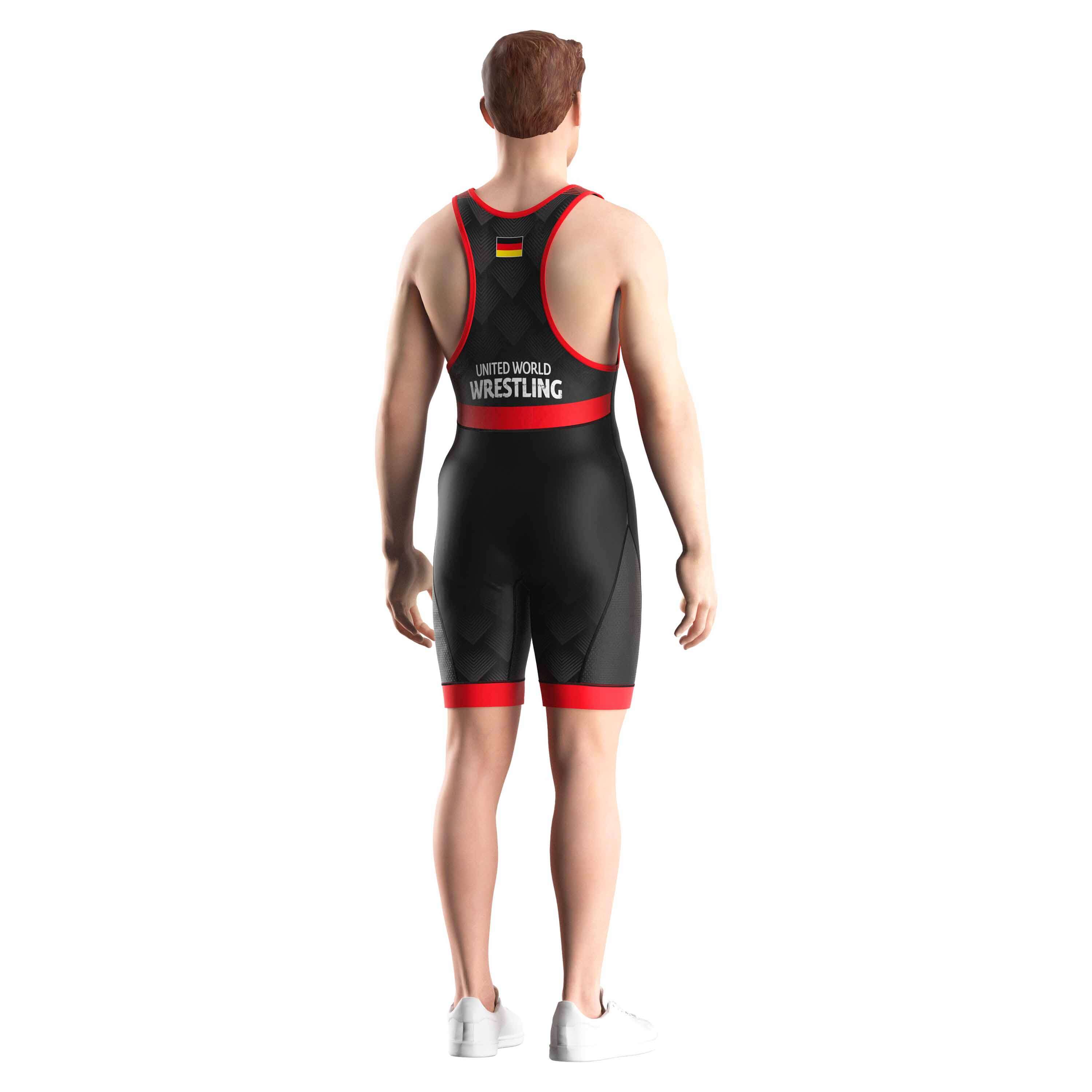 【3835】EGDE≪ WRESTLING HLU シングレット 赤 L-XL Crimson Edge Vector German Elite Gradient Wrestling Singlet 3.0