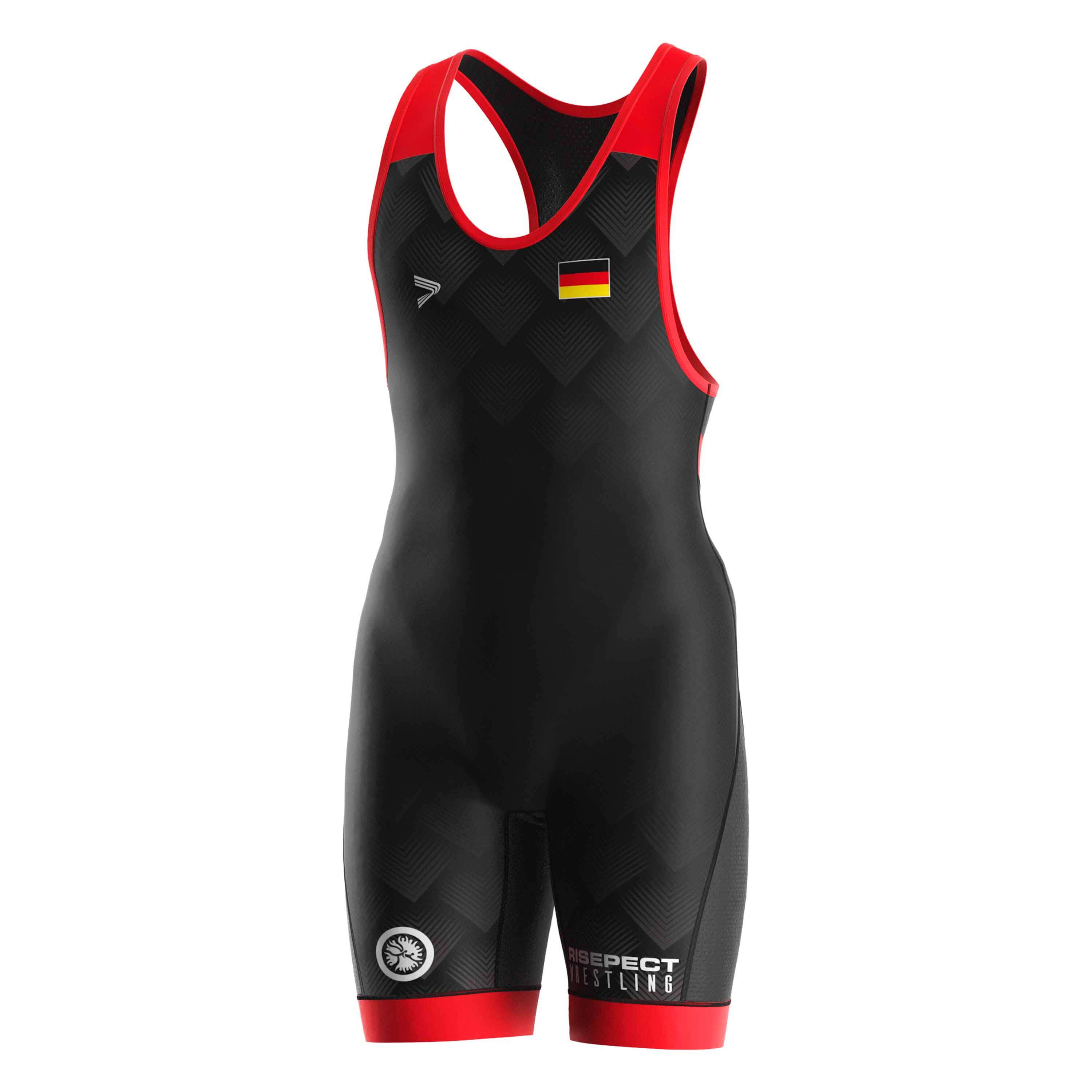 Crimson Edge Vector German Elite Gradient Wrestling Singlet 3.0