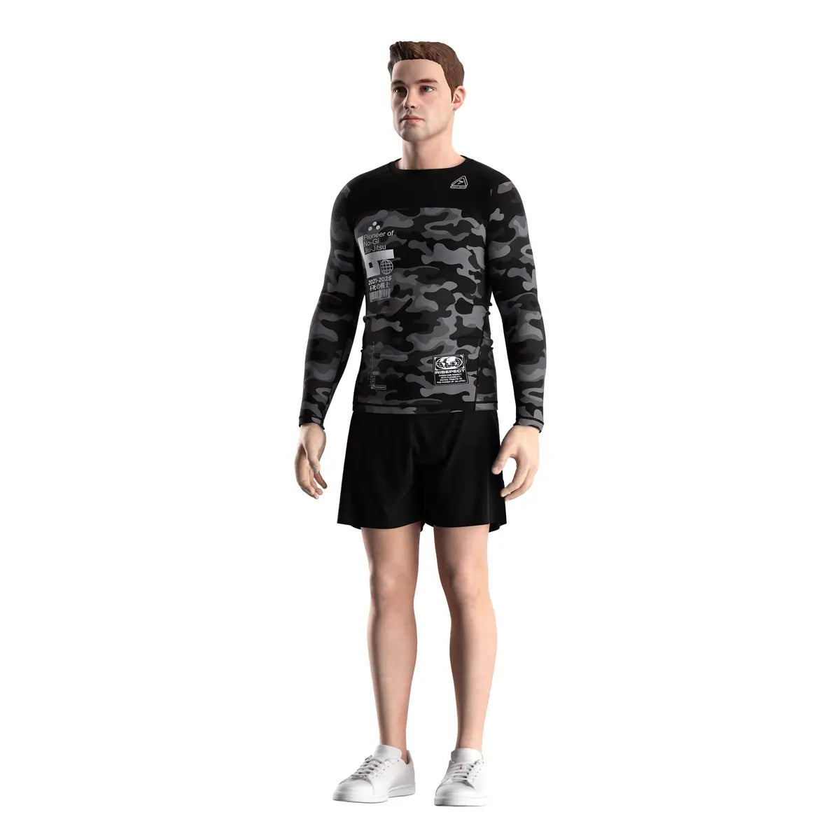 Male Model in Digital Drift Urban Grappler Rash Guard 3.0 Front View