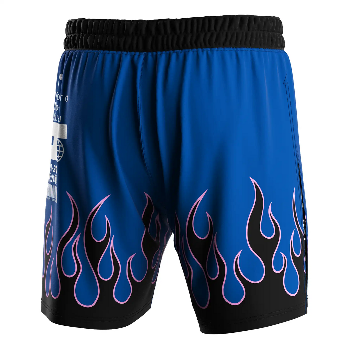Flame High Slit MMA BJJ Fight Shorts With Black Compression Lining