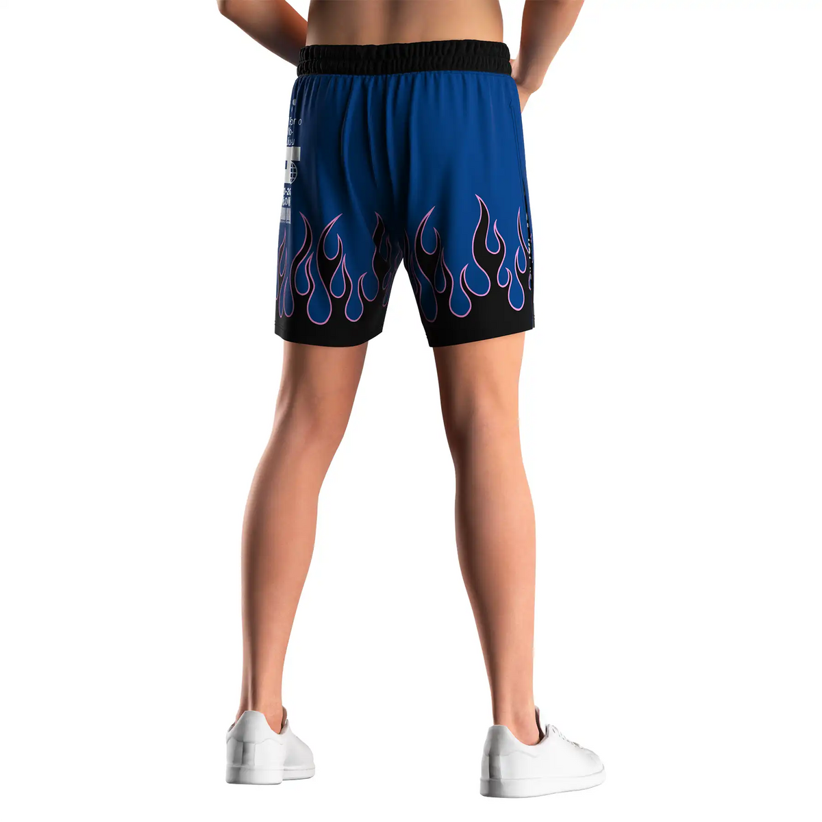 Flame High Slit MMA BJJ Fight Shorts With Black Compression Lining