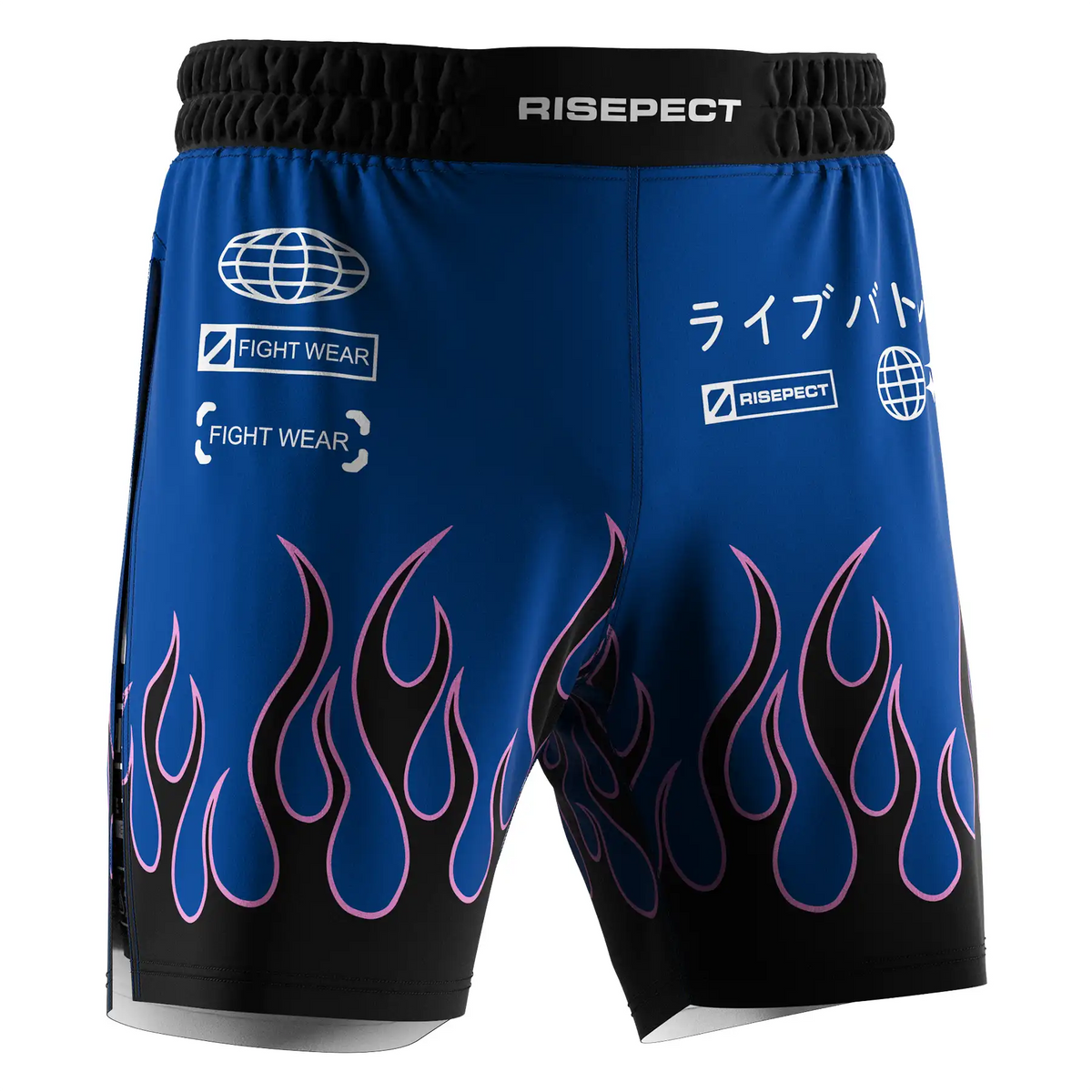 Flame High Slit MMA BJJ Fight Shorts With Black Compression Lining