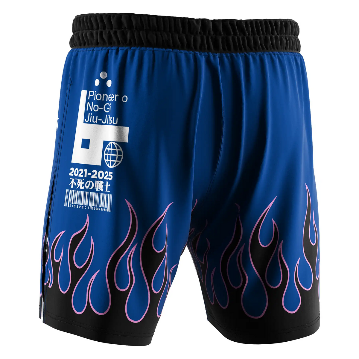 Flame High Slit MMA BJJ Fight Shorts With Black Compression Lining