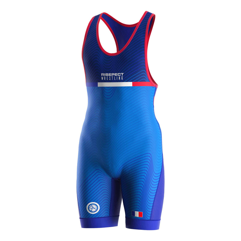 French Vortex Curve Wrestling Singlets 3.0 Sleek Athlete Fit - left front