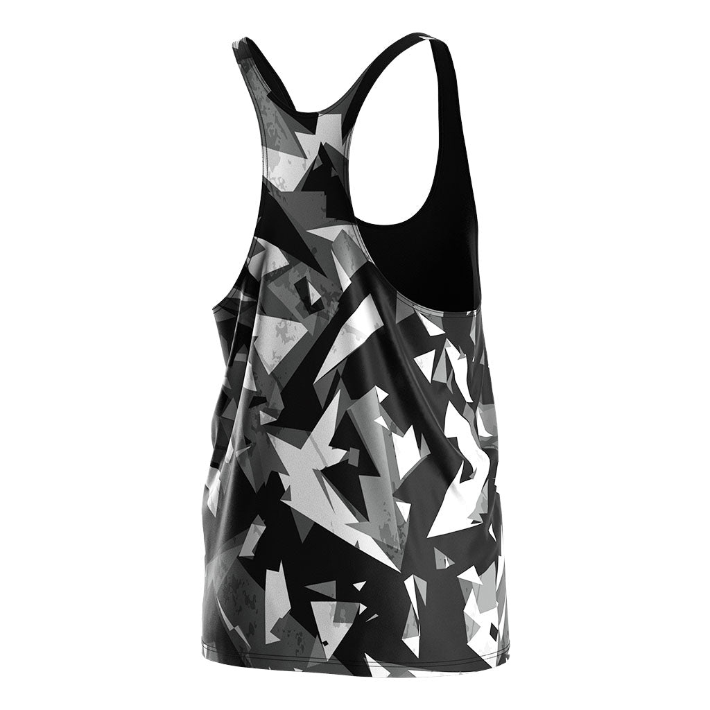 Geometric Mens Gym Stringer Vest Workout Training - right back