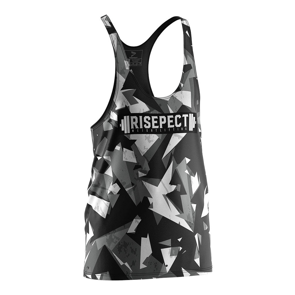 Geometric Mens Gym Stringer Vest Workout Training - right front