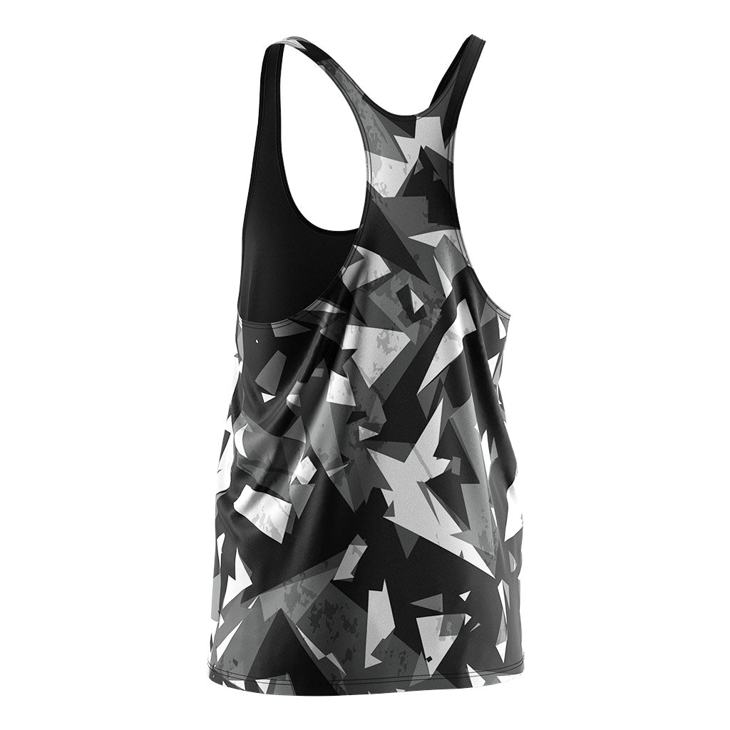 Geometric Mens Gym Stringer Vest Workout Training - left back