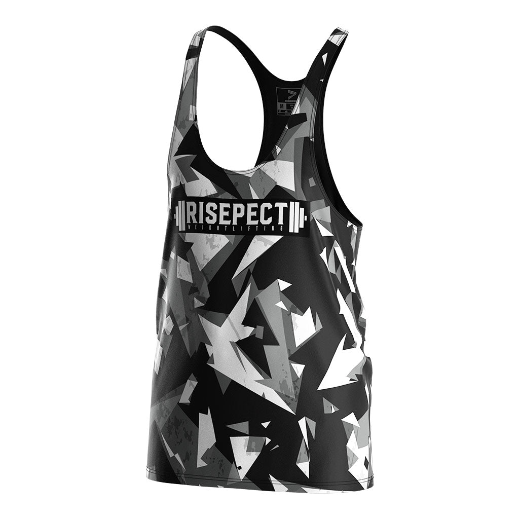 Geometric Mens Gym Stringer Vest Workout Training - left front