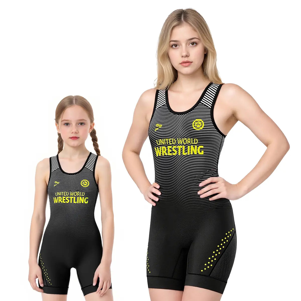 Girl and Women's Wrestling Singlet – Black with Stripes