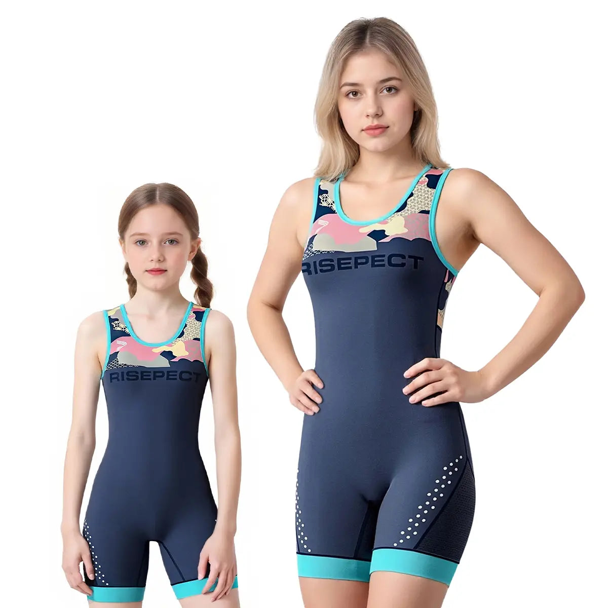 Girl and Women's Wrestling Singlet – Navy with Camouflage Accents
