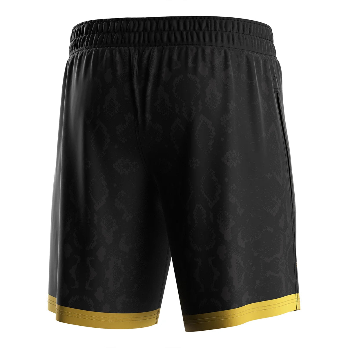 The Right Back View of Gladiator 2 in 1 Shorts Black Gold Python Knockout Mode