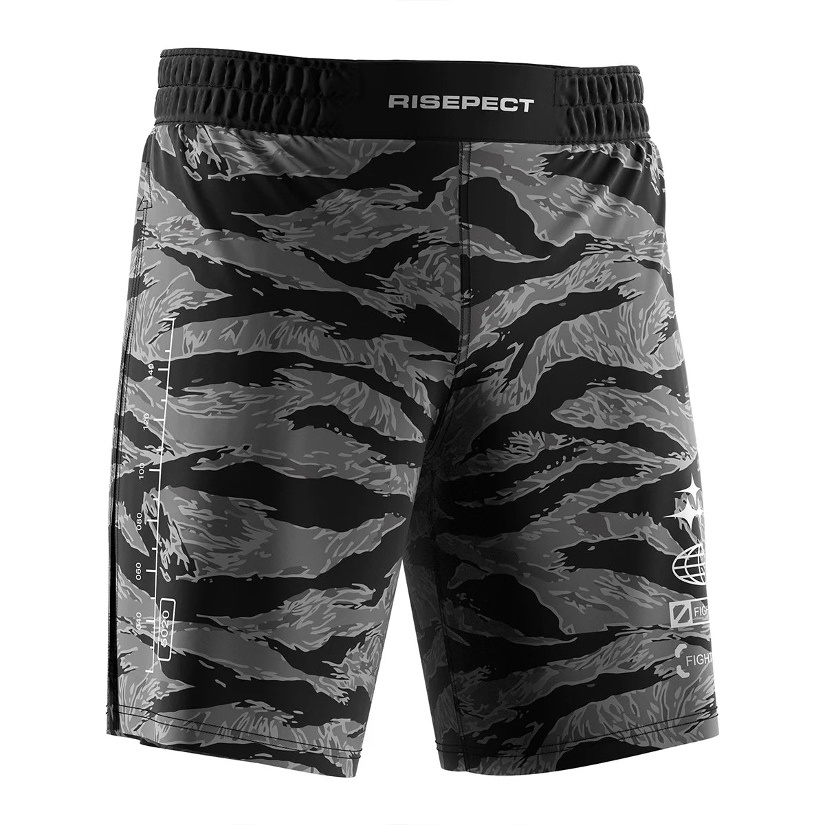 The Right Front View of Gladiator 2 in 1 Shorts Grey Tiger Steel Grip