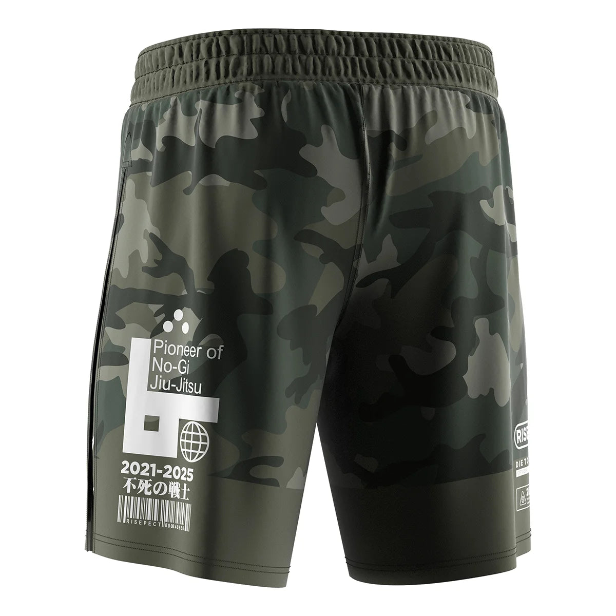 The Left Back View of Gladiator 2 in 1 Shorts Olive Camo Submission Ready