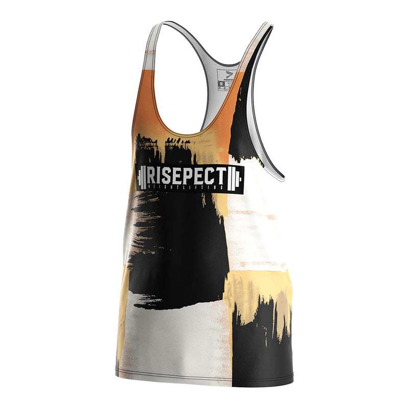 Gold Brush Stroke Mens Gym Stringer Vest Training - left front