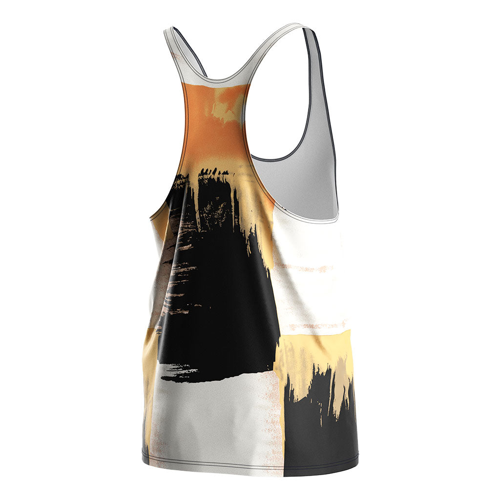 Gold Brush Stroke Mens Gym Stringer Vest Training - right back