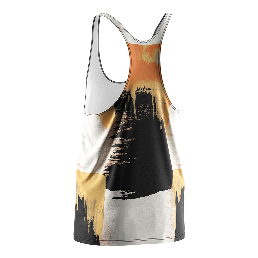 Gold Brush Stroke Mens Gym Stringer Vest Training - left back