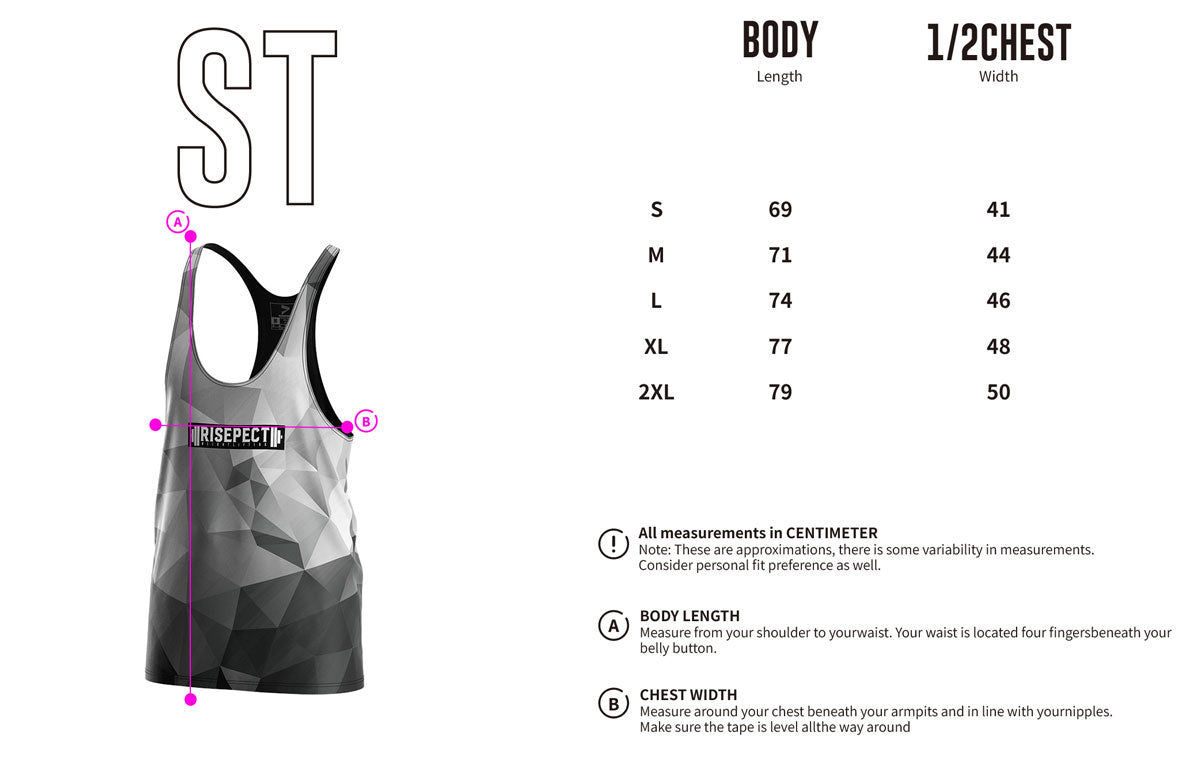 Adult Size Chart of Gradient Best Gym Stringer Tank Mens Bodybuilding Vest