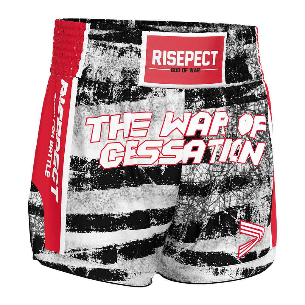 Graffiti Print Muay Thai Shorts Retro Kickboxing Shorts - right front