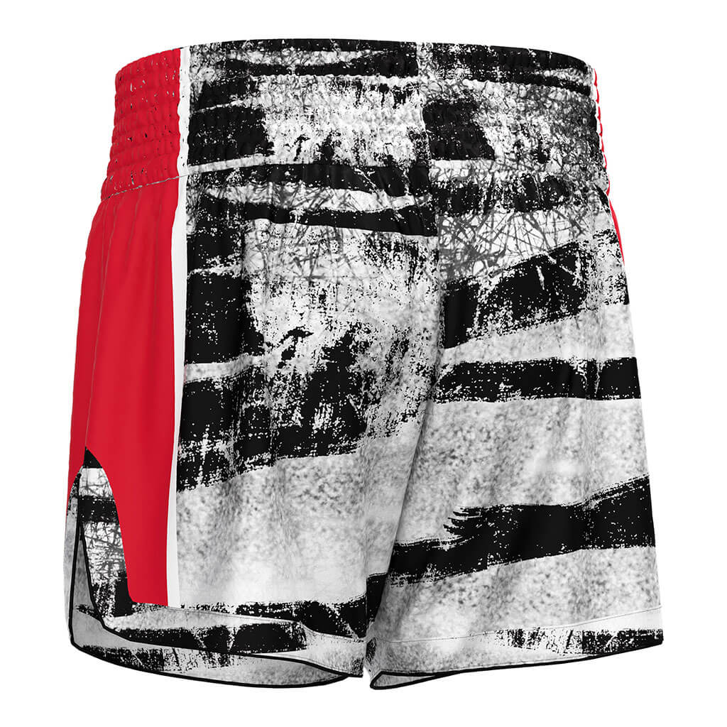 Graffiti Print Muay Thai Shorts Retro Kickboxing Shorts - left back