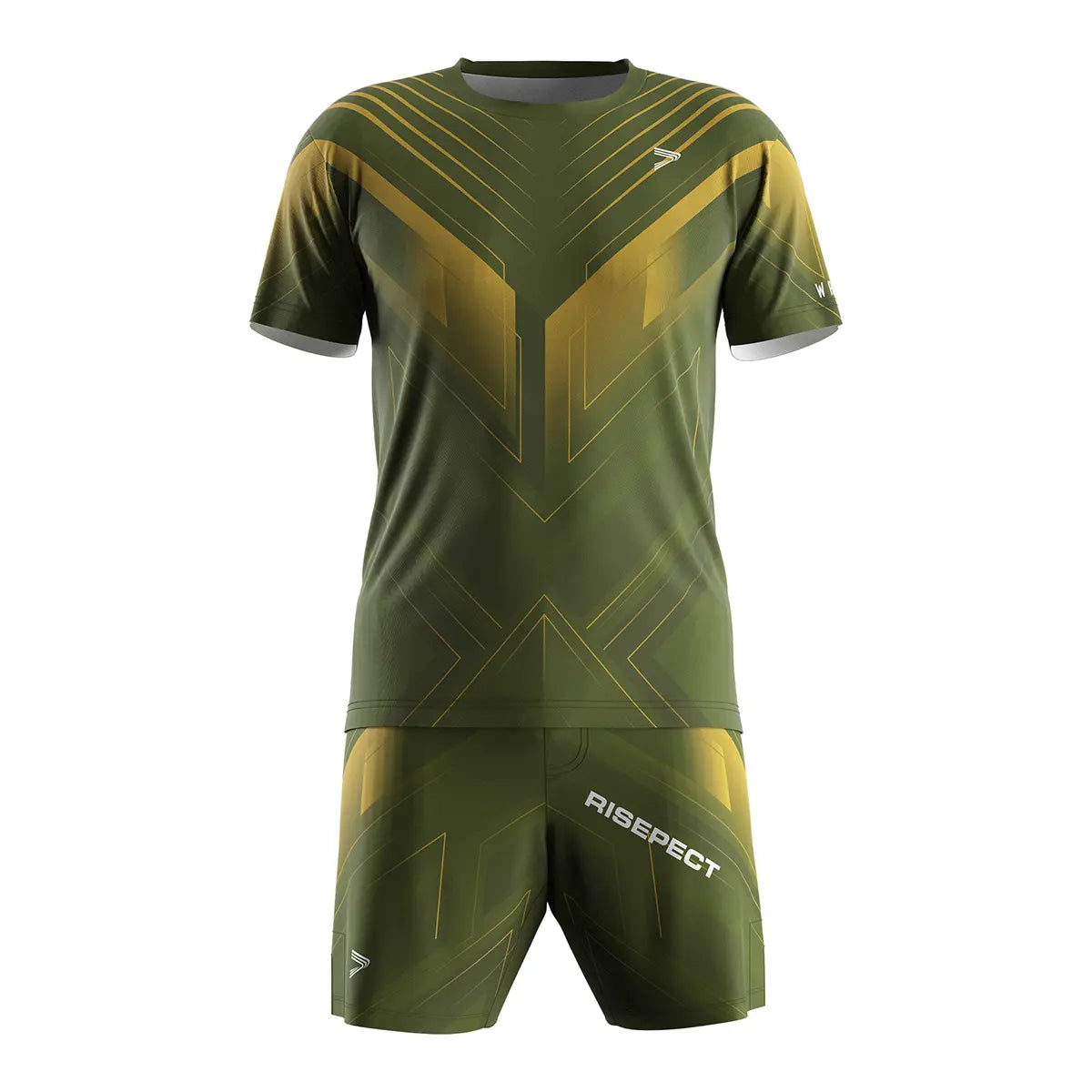 The Front View of Green Wrestling Shirt & Shorts Set Line of Impact