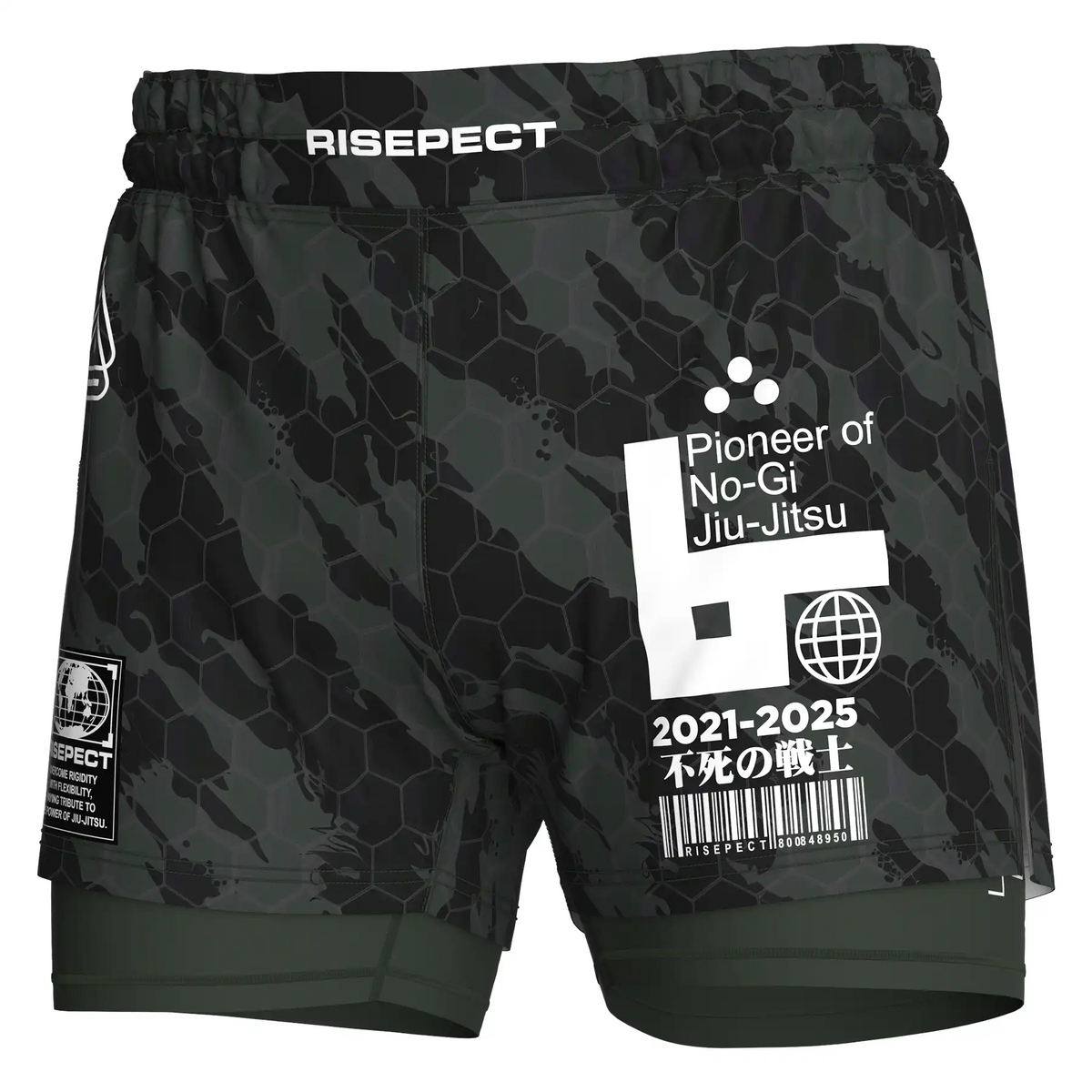 Hexagonal Camo 2in1 BJJ Hybrid Shorts for Men