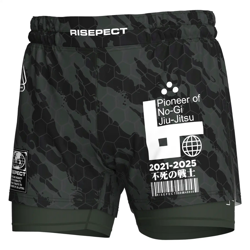 Hexagonal Camo 2in1 BJJ Hybrid Shorts for Men