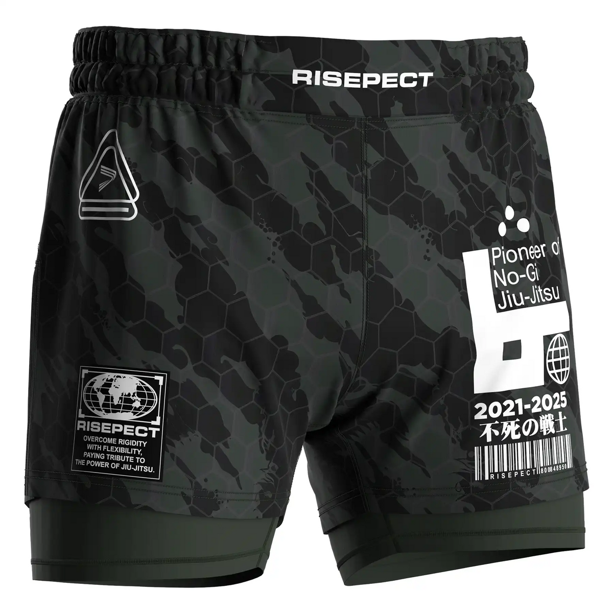 Hexagonal Camo 2in1 BJJ Hybrid Shorts for Men