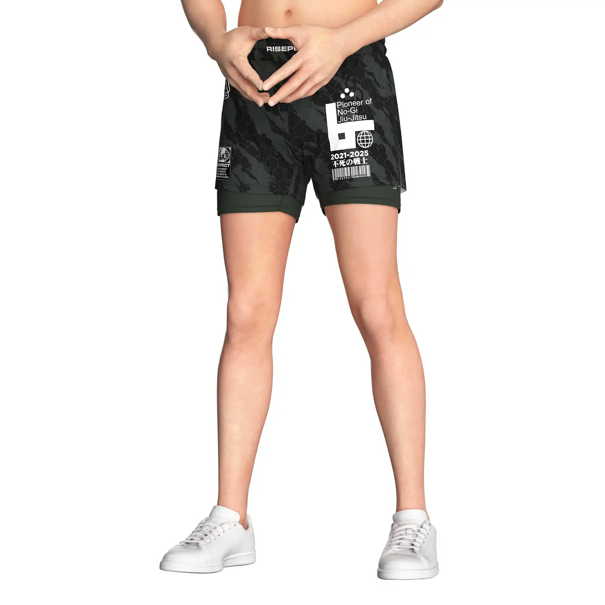 Hexagonal Camo 2in1 BJJ Hybrid Shorts for Men