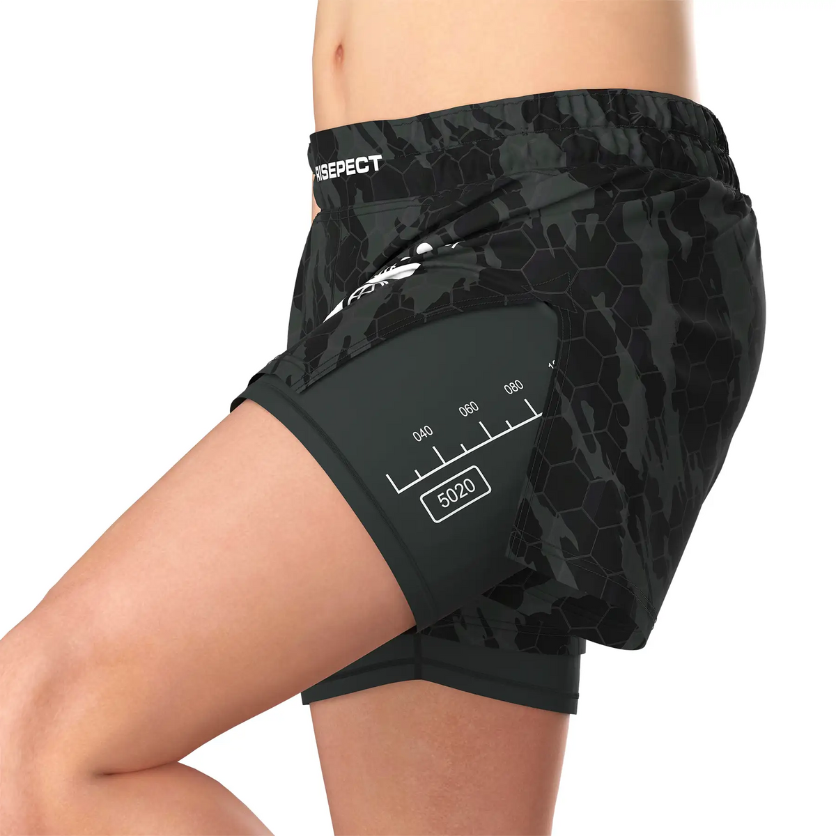 Hexagonal Camo 2in1 BJJ Hybrid Shorts for Men