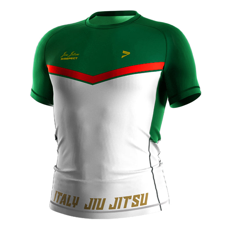 Italy Green Elite Rash Guard Short Sleeve - left front