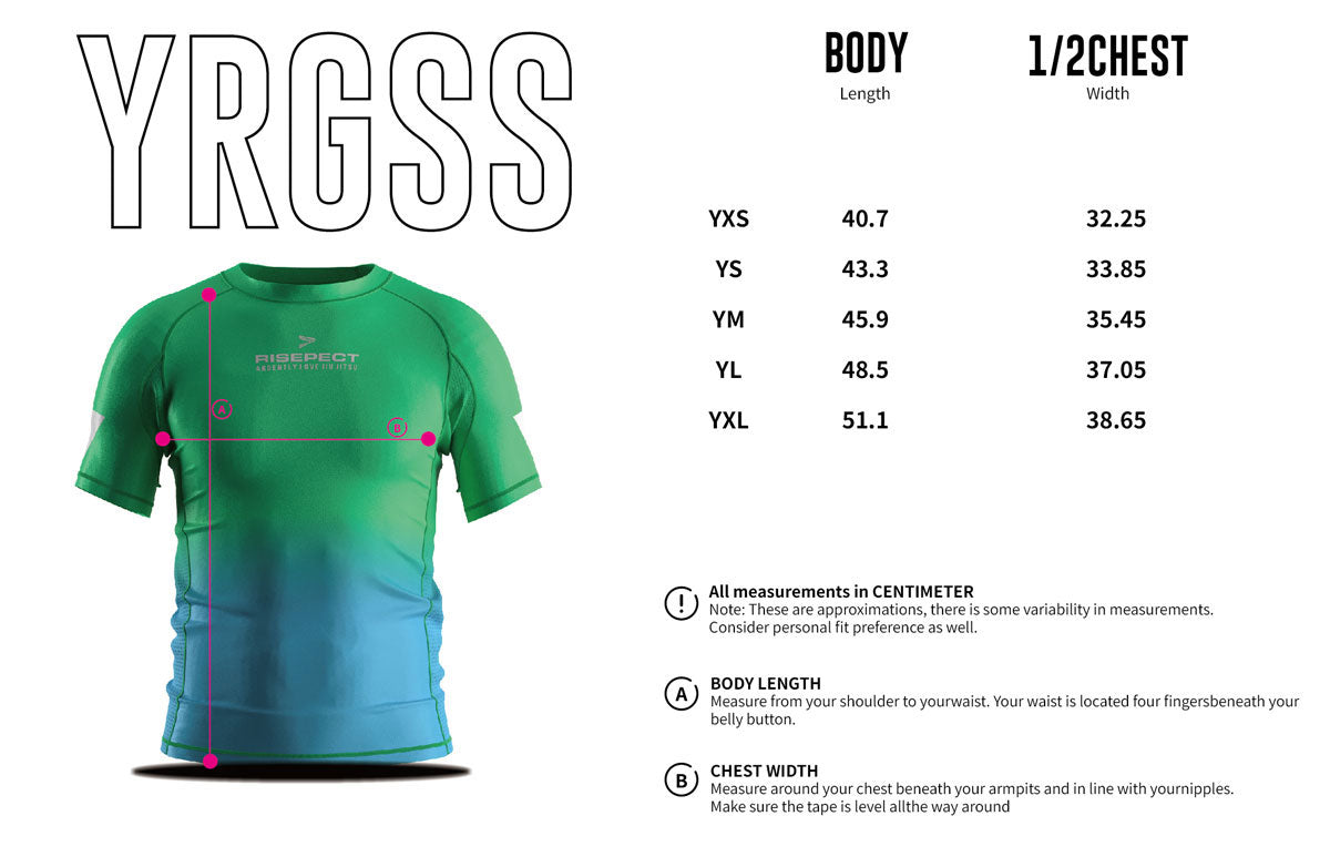 Kids Size Chart of Custom Rash Guard (10-Pieces) – Logo & Text Personalization